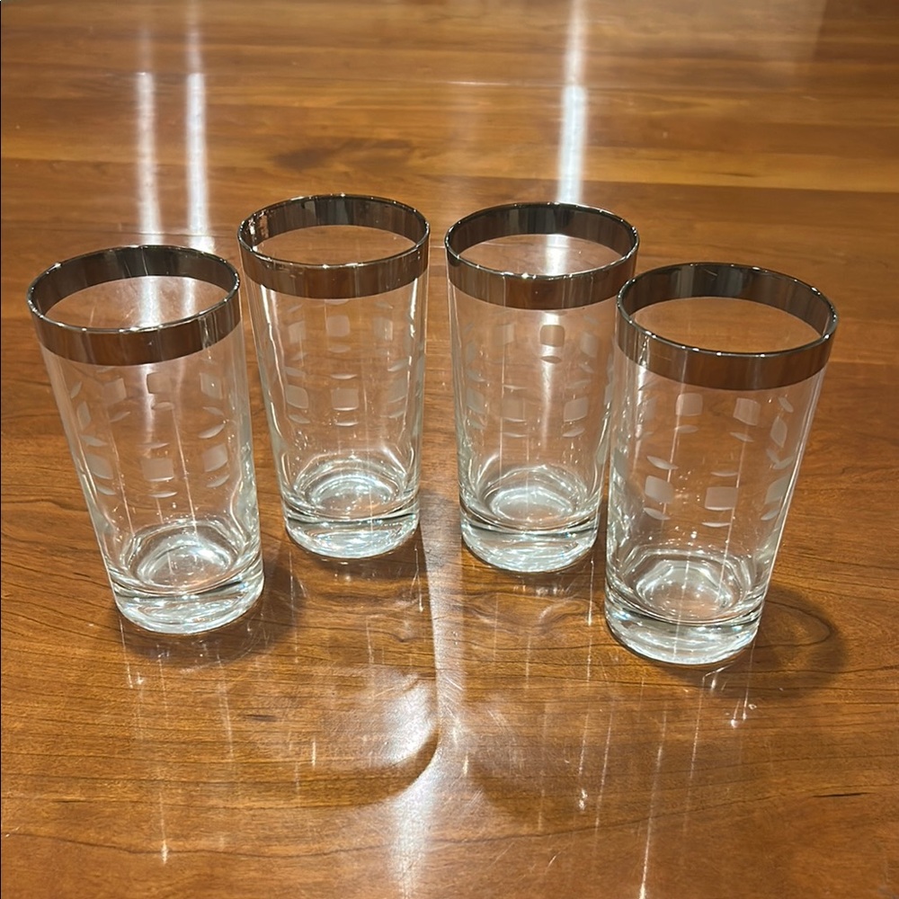 Silver Rimmed MCM Bar glasses